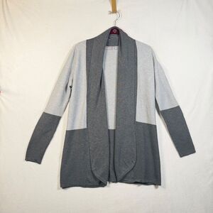 Evolution Gray Open Front Cardigan Womens Small 2 Tone Knit Lightweight Sweater